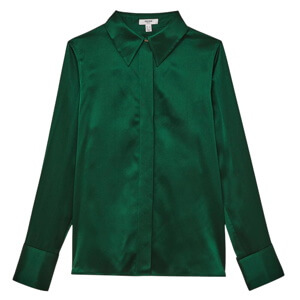 REISS Ameira Silk-Satin Concealed-Placket Shirt